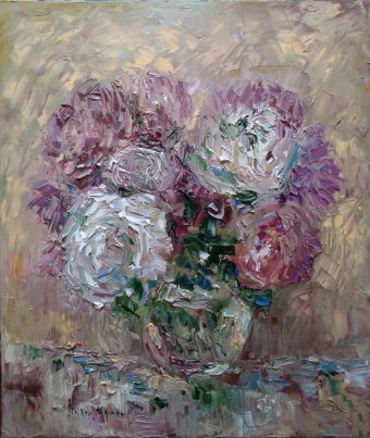 Живопись "Пионы", живописец Pavel Levites масло холст в Jose Art Gallery