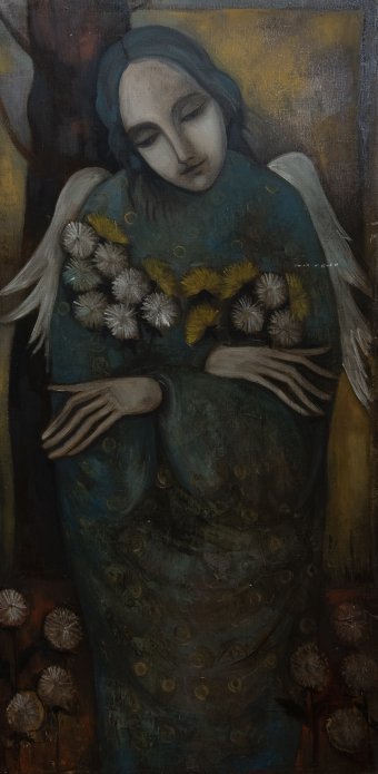 Живопись "Ангел с Цветами: Духовный Свет", живописец Elene Injia масло холст в Jose Art Gallery