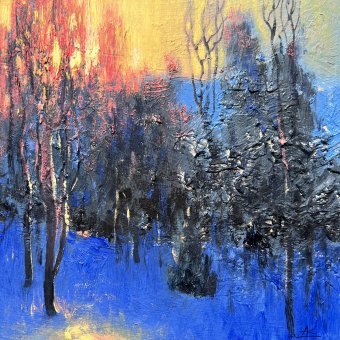 Painting "The Last Light" by painter Andrii Kovalyk oil paper at Jose Art Gallery