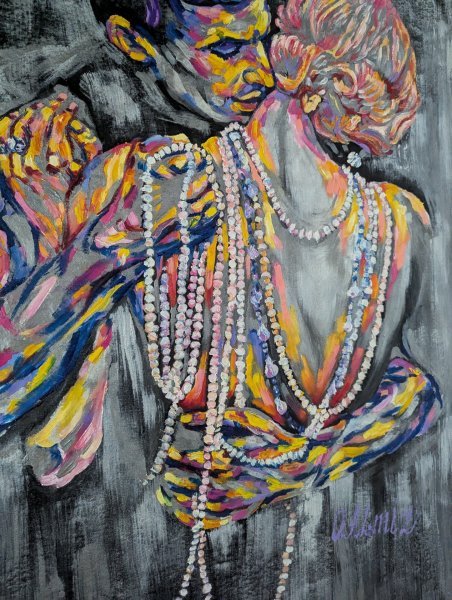 Додаткове зображення 2: Фігуративізм Ню Живопис "Перлинні обійми", живописець Оксана Альміз масло холст 