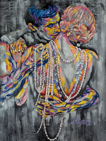 Додаткове зображення 4: Фігуративізм Ню Живопис "Перлинні обійми", живописець Оксана Альміз масло холст 