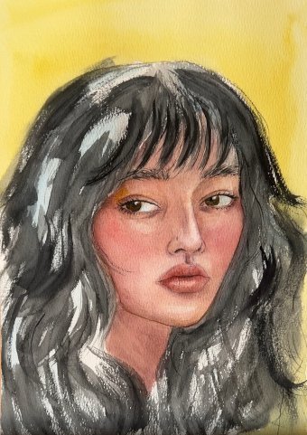 Painting "Facial Beauty. Watercolor Realism" by painter Agnes watercolor paper at Jose Art Gallery