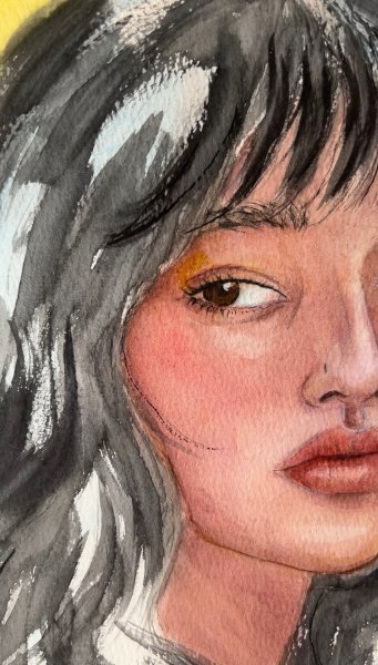 Additional view 1: Realism Portrait Painting Facial Beauty. Watercolor Realism by painter Agnes watercolor paper 