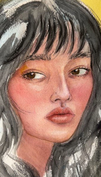 Additional view 2: Realism Portrait Painting Facial Beauty. Watercolor Realism by painter Agnes watercolor paper 