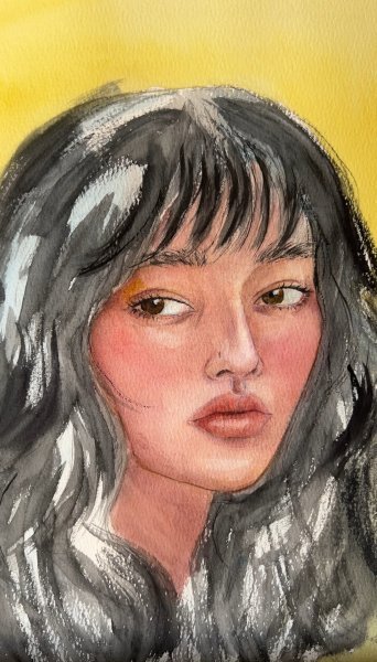 Additional view 3: Realism Portrait Painting Facial Beauty. Watercolor Realism by painter Agnes watercolor paper 