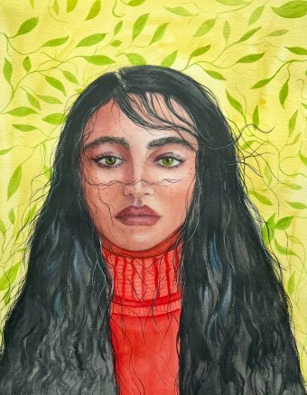 Painting "The Beauty of an Autumn Portrait" by painter Agnes watercolor paper at Jose Art Gallery