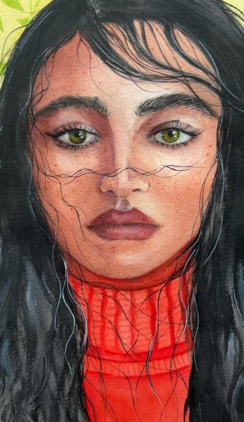 Additional view 2: Realism Portrait Painting The Beauty of an Autumn Portrait by painter Agnes watercolor paper 