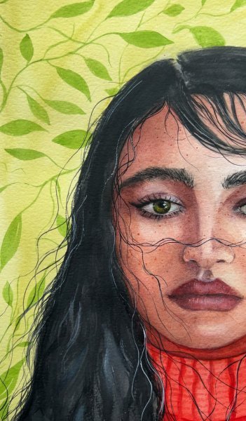 Additional view 3: Realism Portrait Painting The Beauty of an Autumn Portrait by painter Agnes watercolor paper 