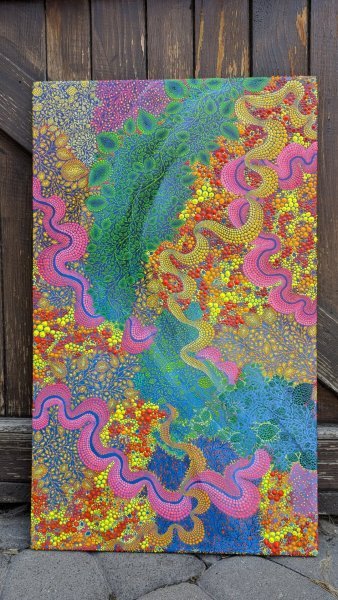 Additional view 1: Abstract Flower Painting When music plays, everything comes alive by painter Oksana Gural acrylic canvas 