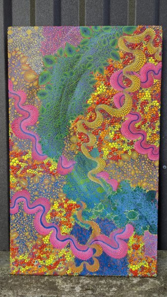 Additional view 3: Abstract Flower Painting When music plays, everything comes alive by painter Oksana Gural acrylic canvas 