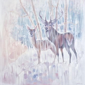 Pittura "I monarchi invernali", pittore Gill Bustamante olio tela alla Jose Art Gallery