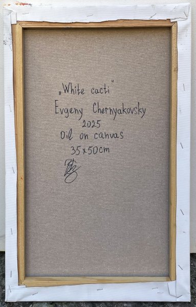 Additional view 7: Impressionism Flower Painting White cactus by painter Yevgeny Chernyakovsky oil canvas 