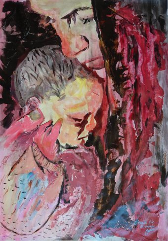 Painting "Nurture." by painter Ovwede Efe Art acrylic paper at Jose Art Gallery