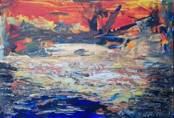 Painting "Chromatic Drift" by painter Ovwede Efe Art acrylic paper at Jose Art Gallery