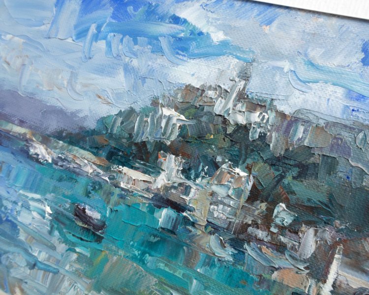 Additional view 6: Impressionism Landscape Painting Mediterranean Port by painter Adrienn Pécsek oil paper 