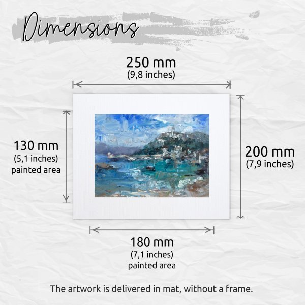 Additional view 7: Impressionism Landscape Painting Mediterranean Port by painter Adrienn Pécsek oil paper 