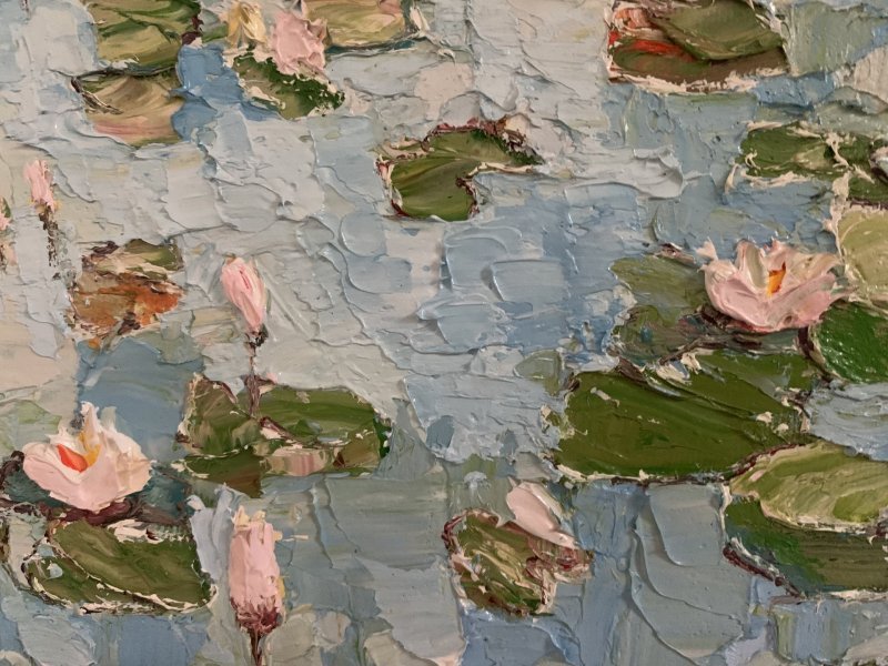 Additional view 1: Impressionism Flower Painting Water Lilies by painter Dora Kalinova oil canvas 
