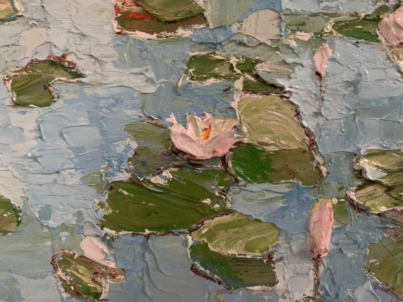 Additional view 2: Impressionism Flower Painting Water Lilies by painter Dora Kalinova oil canvas 
