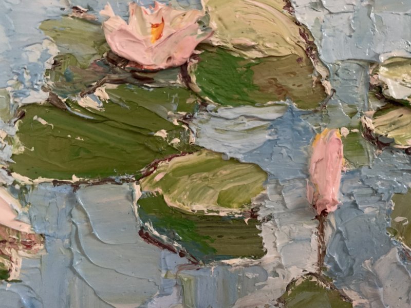 Additional view 3: Impressionism Flower Painting Water Lilies by painter Dora Kalinova oil canvas 