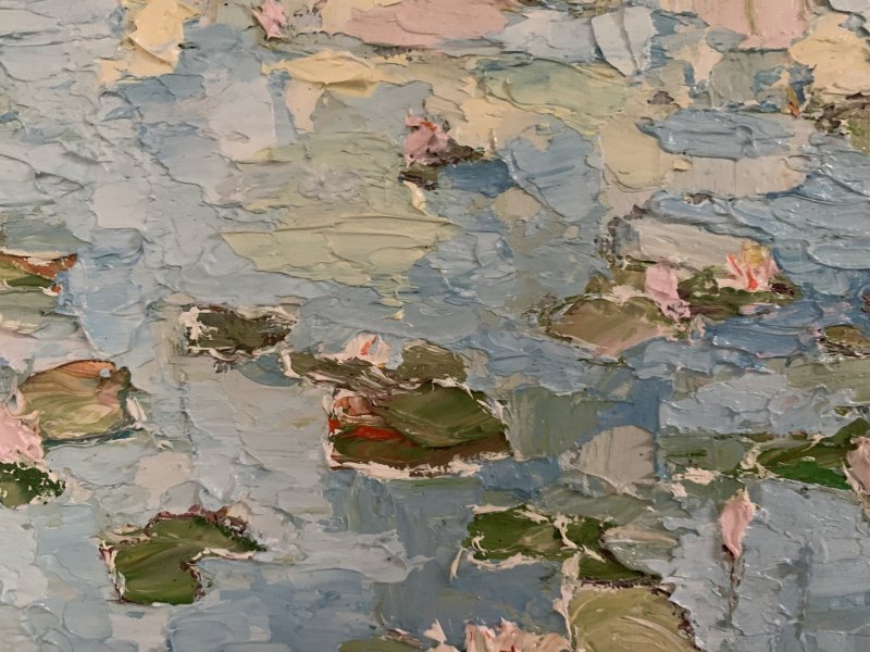 Additional view 5: Impressionism Flower Painting Water Lilies by painter Dora Kalinova oil canvas 