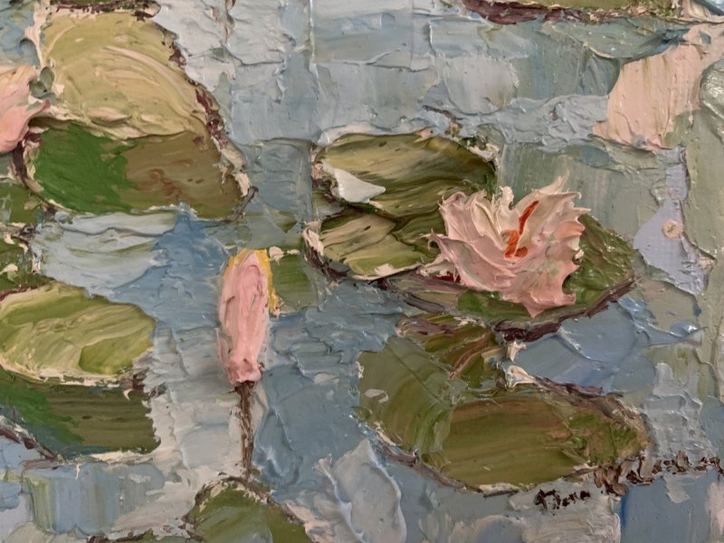 Additional view 7: Impressionism Flower Painting Water Lilies by painter Dora Kalinova oil canvas 