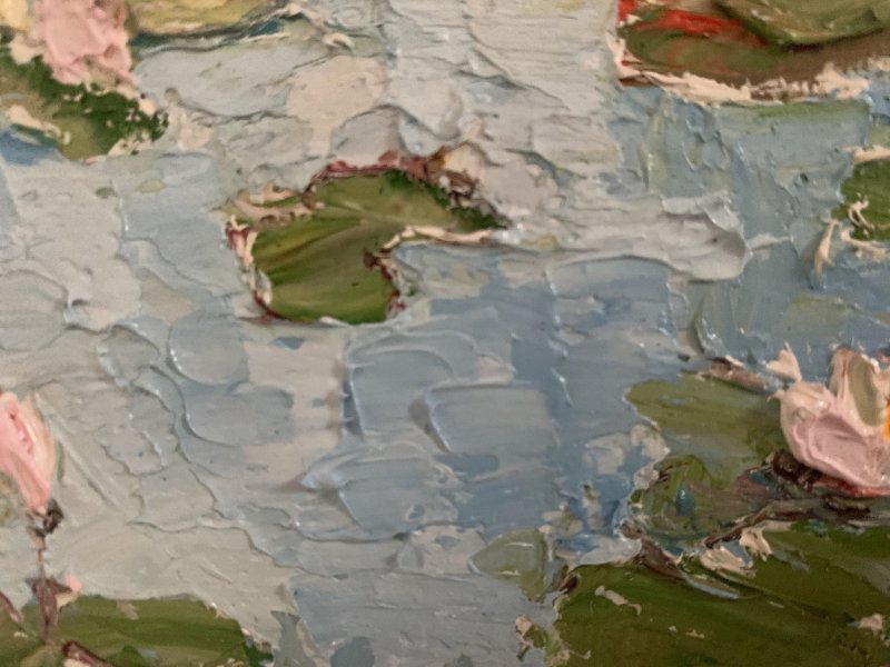 Additional view 8: Impressionism Flower Painting Water Lilies by painter Dora Kalinova oil canvas 