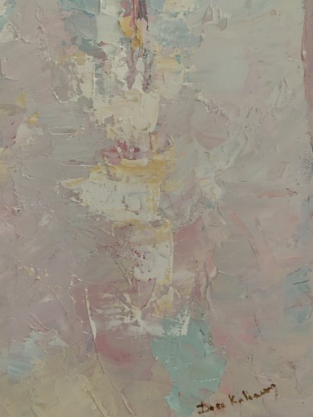 Additional view 9: Expressionism Genre Painting Women in the rain by painter Dora Kalinova oil canvas 