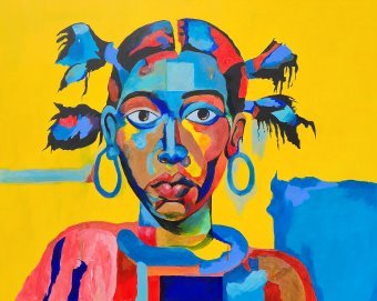 Pintura "Retrato abstracto vibrante", pintor Ovwede Efe Art acrílico lienzo en Jose Art Gallery