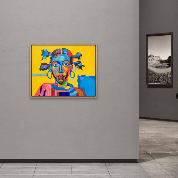 Additional view 1: Abstract Portrait Painting Vibrant Abstract Portrait by painter Ovwede Efe Art acrylic canvas 