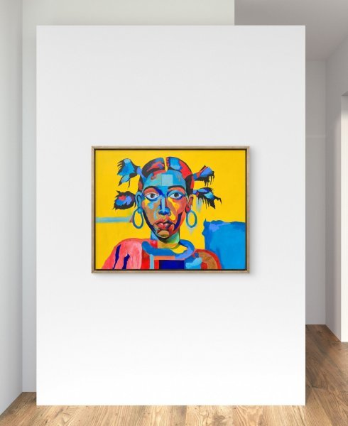 Additional view 2: Abstract Portrait Painting Vibrant Abstract Portrait by painter Ovwede Efe Art acrylic canvas 