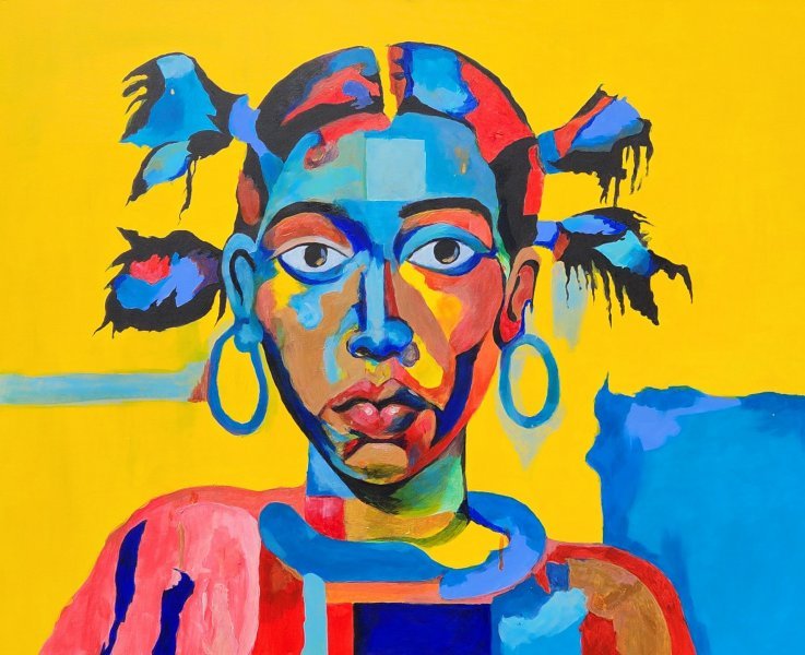 Additional view 3: Abstract Portrait Painting Vibrant Abstract Portrait by painter Ovwede Efe Art acrylic canvas 