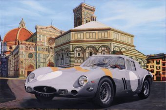 Pittura "FERRARI A FIRENZE", pittore Francesco Capello olio tela alla Jose Art Gallery