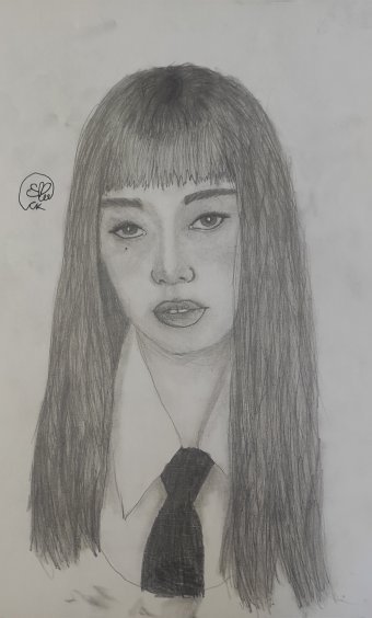 Pittura "Kim Jennie BLACKPINK: L'incarnazione dello stile", pittore Lix matita carta alla Jose Art Gallery