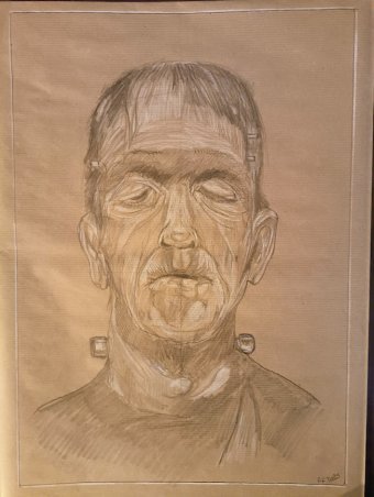 Graphik "Frankenstein: Darstellung des uralten Monsters", illustrator roberto ferrando Bleistift Papier in der Jose Art Gallery