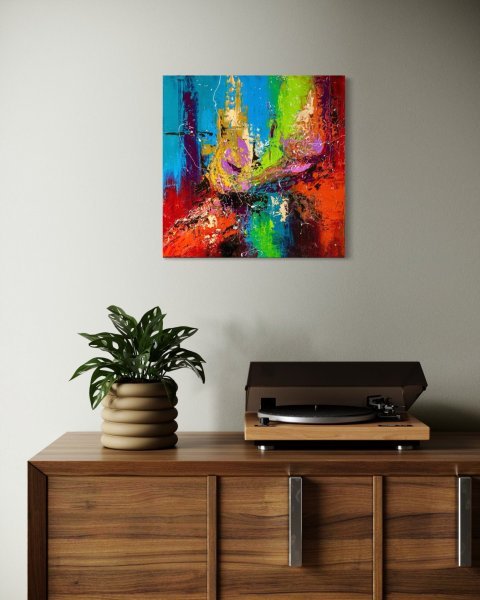 Additional view 2: Abstract Interior Painting Symphony of Color by painter Liubov Kuptsova oil canvas 