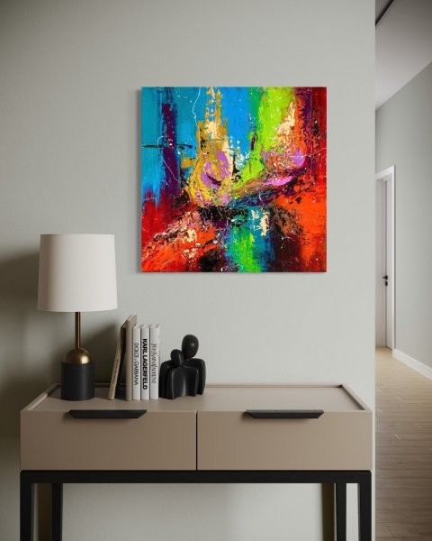Additional view 3: Abstract Interior Painting Symphony of Color by painter Liubov Kuptsova oil canvas 
