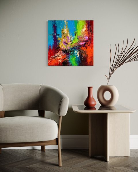 Additional view 4: Abstract Interior Painting Symphony of Color by painter Liubov Kuptsova oil canvas 