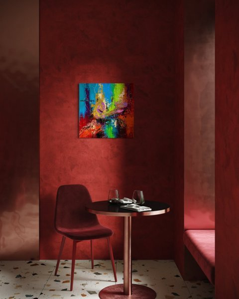 Additional view 5: Abstract Interior Painting Symphony of Color by painter Liubov Kuptsova oil canvas 