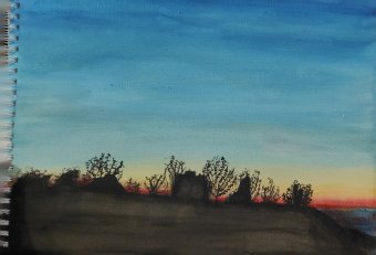 Pittura "Alba. L'atmosfera del cielo estivo", pittore Lix acquerello carta alla Jose Art Gallery