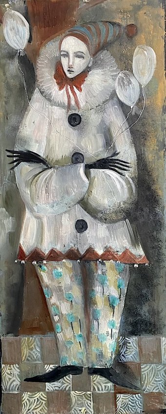 Живопись "Пьеро Защитник. Арт Деко Вдохновение", живописец Elene Injia масло картон в Jose Art Gallery