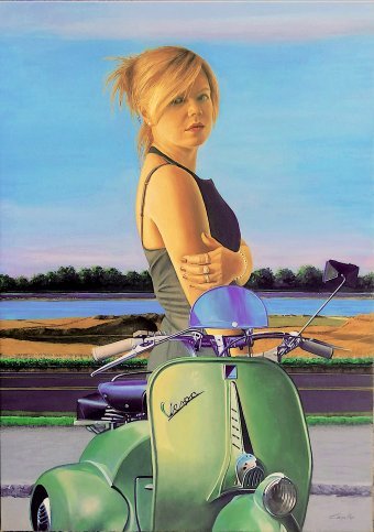 Pittura "IN RIVA AL FIUME", pittore Francesco Capello olio tela alla Jose Art Gallery