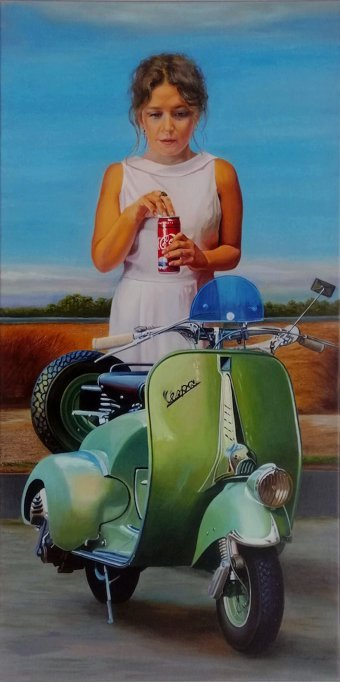 Pittura "PAUSA", pittore Francesco Capello olio tela alla Jose Art Gallery