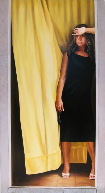 Pittura "LA TENDA GIALLA", pittore Francesco Capello olio tela alla Jose Art Gallery