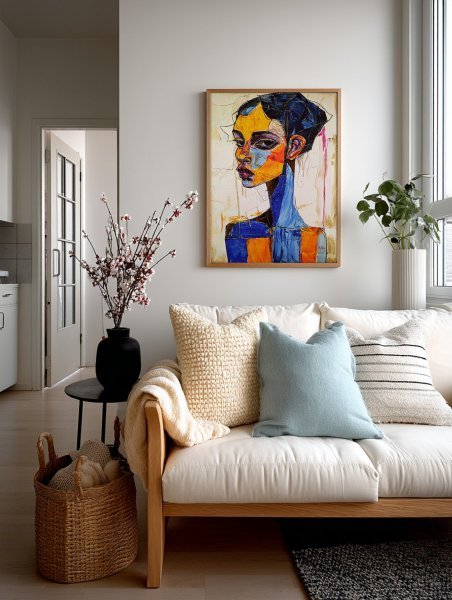 Additional view 1: Expressionism Portrait Painting Gravity in Blue Minor (Bm) by painter Alexander Aksyonov acrylic canvas 