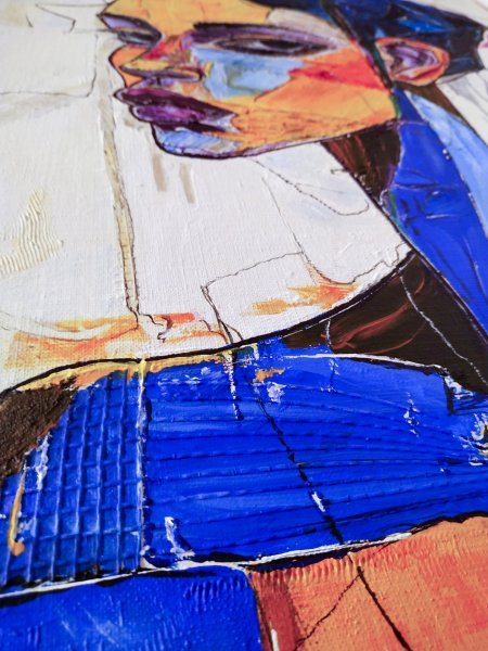 Additional view 4: Expressionism Portrait Painting Gravity in Blue Minor (Bm) by painter Alexander Aksyonov acrylic canvas 