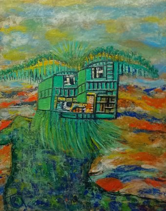 Painting "Something green" by painter Yuliya Vasina oil canvas at Jose Art Gallery