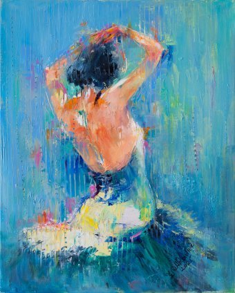 Painting "Before the stage" by painter Anna Ravliuc oil canvas at Jose Art Gallery