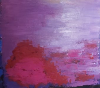 Painting "Reflection of a red spot" by painter Elmir Tatar acrylic canvas at Jose Art Gallery