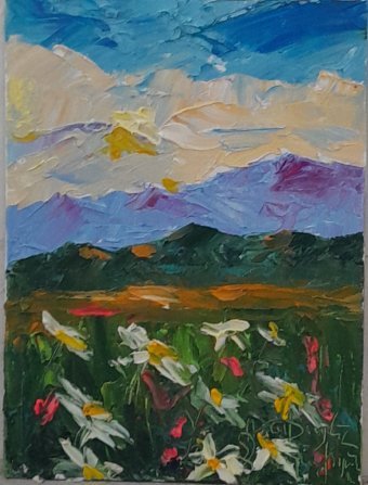 Malerei "Gänseblümchen: Sommerliche Landschaftstexturen", maler/-in Rafael Djavahyan Öl Leinwand in der Jose Art Gallery