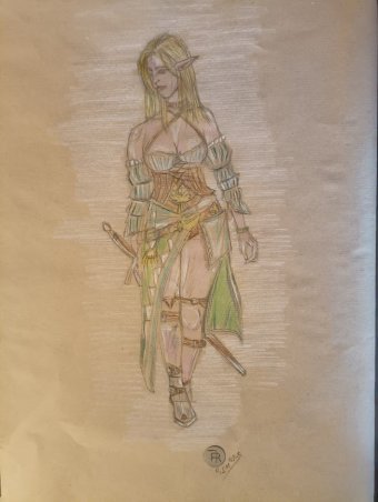 Gráfico "Elfo encantado entre la naturaleza y el diseño antiguo", ilustrador roberto ferrando lápiz papel en Jose Art Gallery